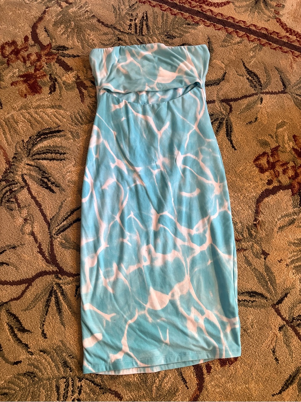 Forever 21 Aqua & White Strapless Tube Dress